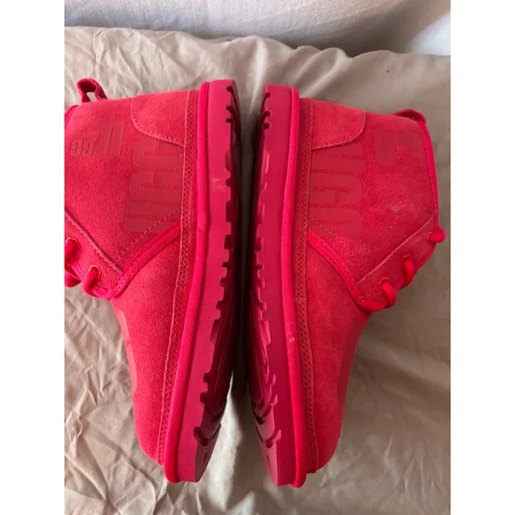 Women's UGG Classic Pink Suede Lace Up Boots US 6 - Picture 3 of 6